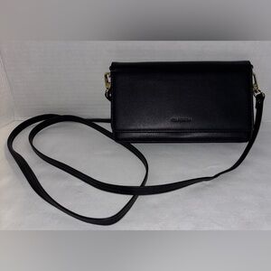 Nuoku Black Crossbody Wallet Purse with Phone Holder Slot